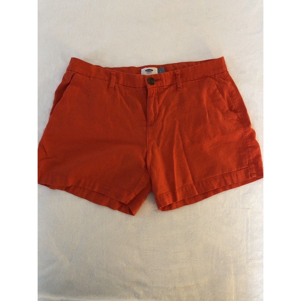 Old Navy Womens‎ Size 4 Knit Shorts Mid Rise 4.5" Inseam Woven Pockets Orange